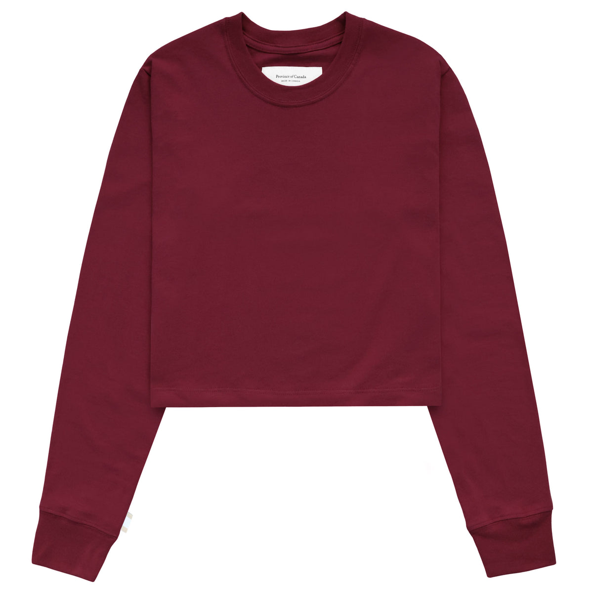 Made in Canada 100% Organic Cotton Long Sleeve Crop Top Burgundy - Province of Canada