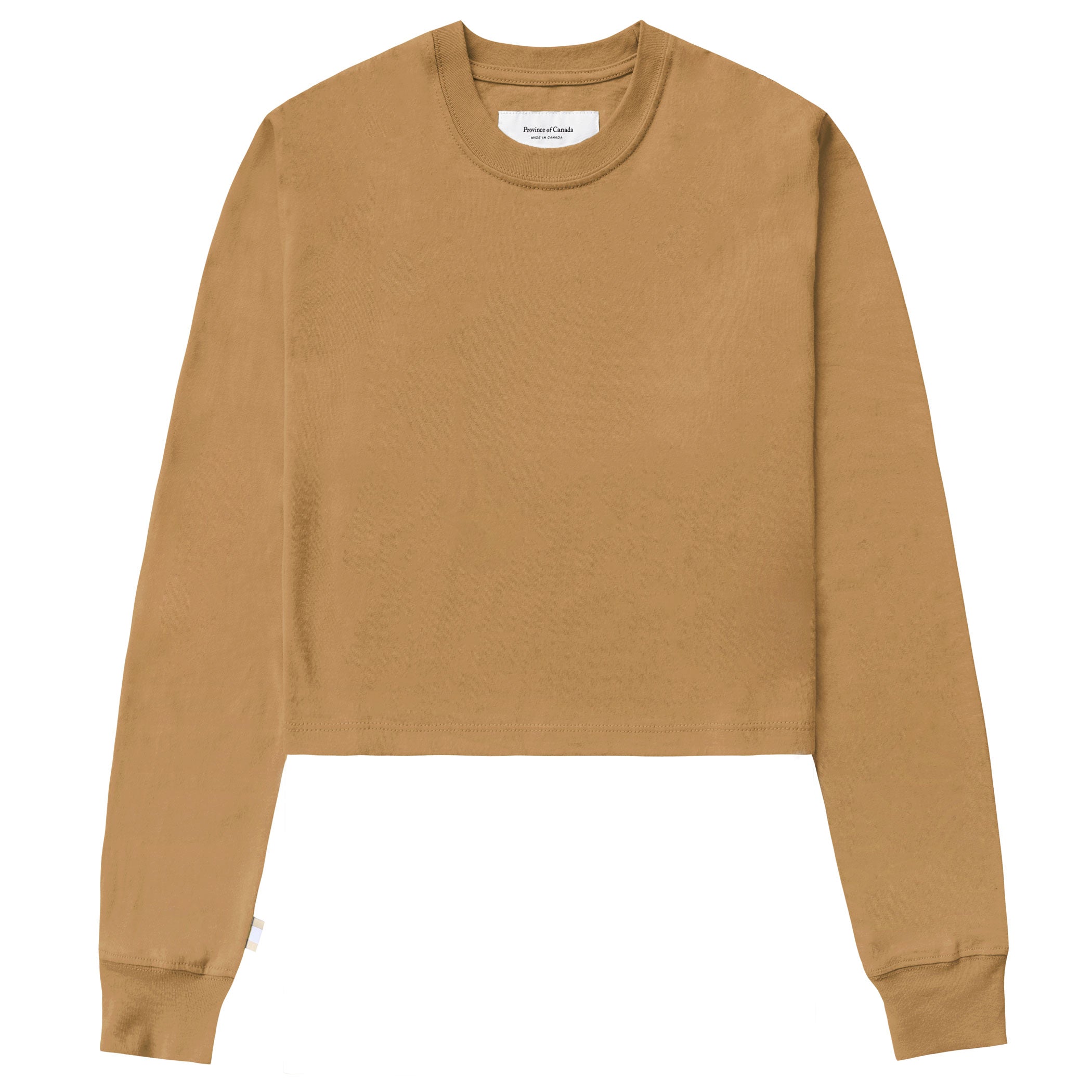 Made in Canada 100% Organic Cotton Long Sleeve Crop Top Camel - Province of Canada