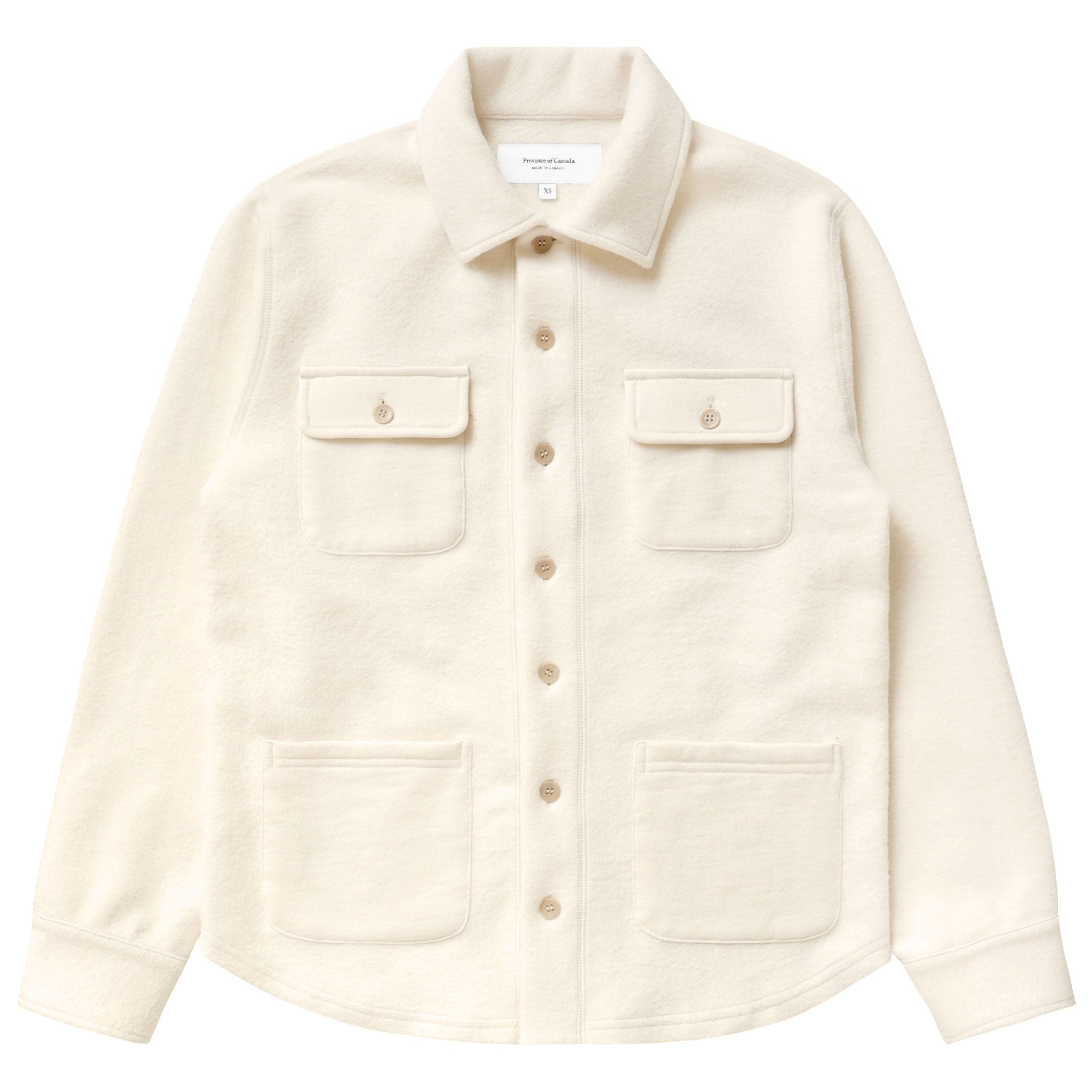 Reverse Fleece Overshirt Cream Unisex Made in Canada