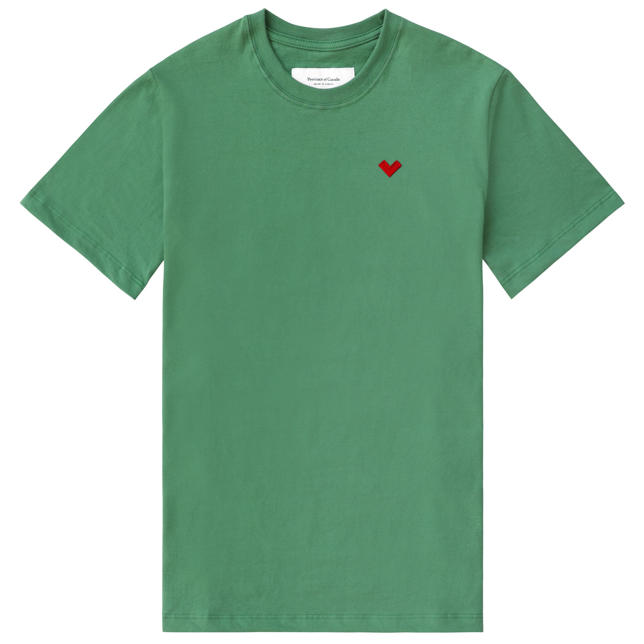 Made in Canada Organic Cotton Heart Tee Green - Unisex - Province of Canada