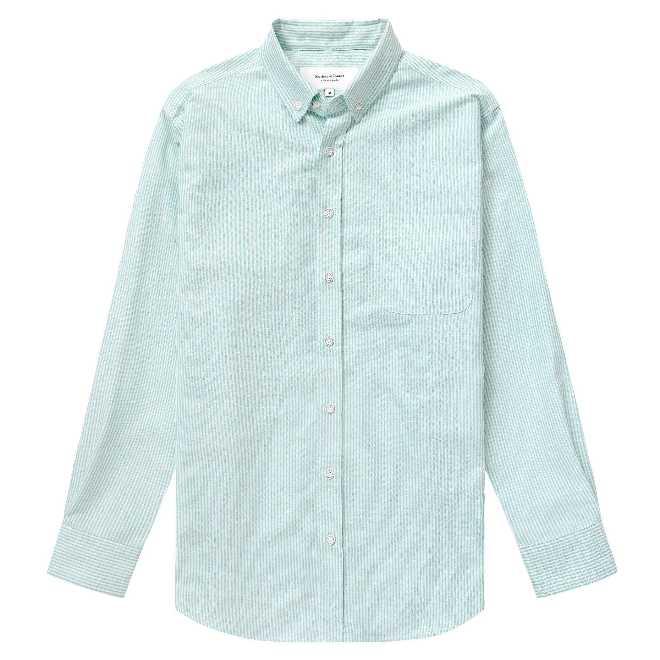 Oxford Stripe Shirt Green - Unisex - Made in Canada - Province of