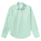 Made in Canada 100% Cotton Boxy Oxford Wide Stripe Shirt Green - Womens - Province of Canada 