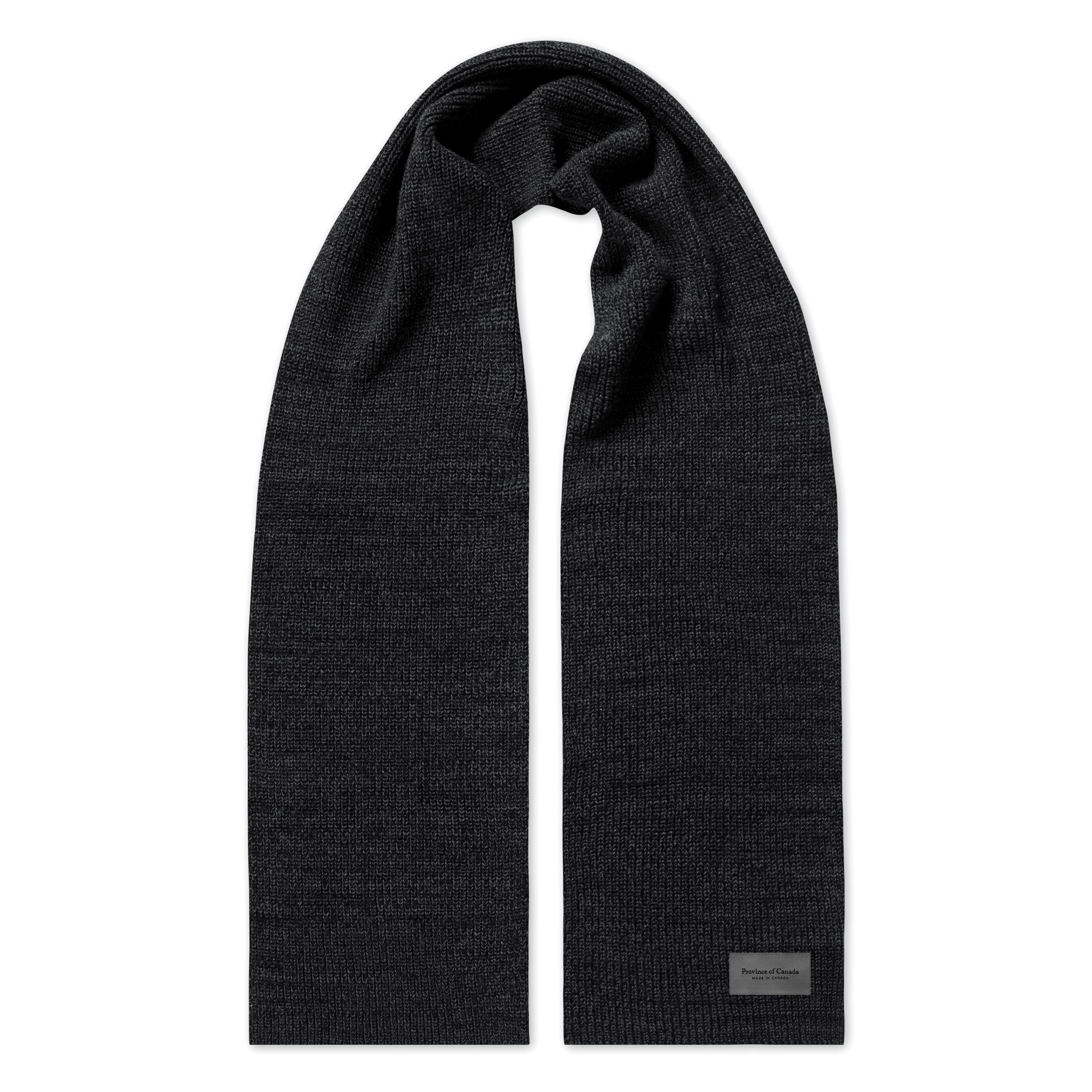 Made in Canada 100% Cotton Knit Scarf Heather Black - Province of Canada 
