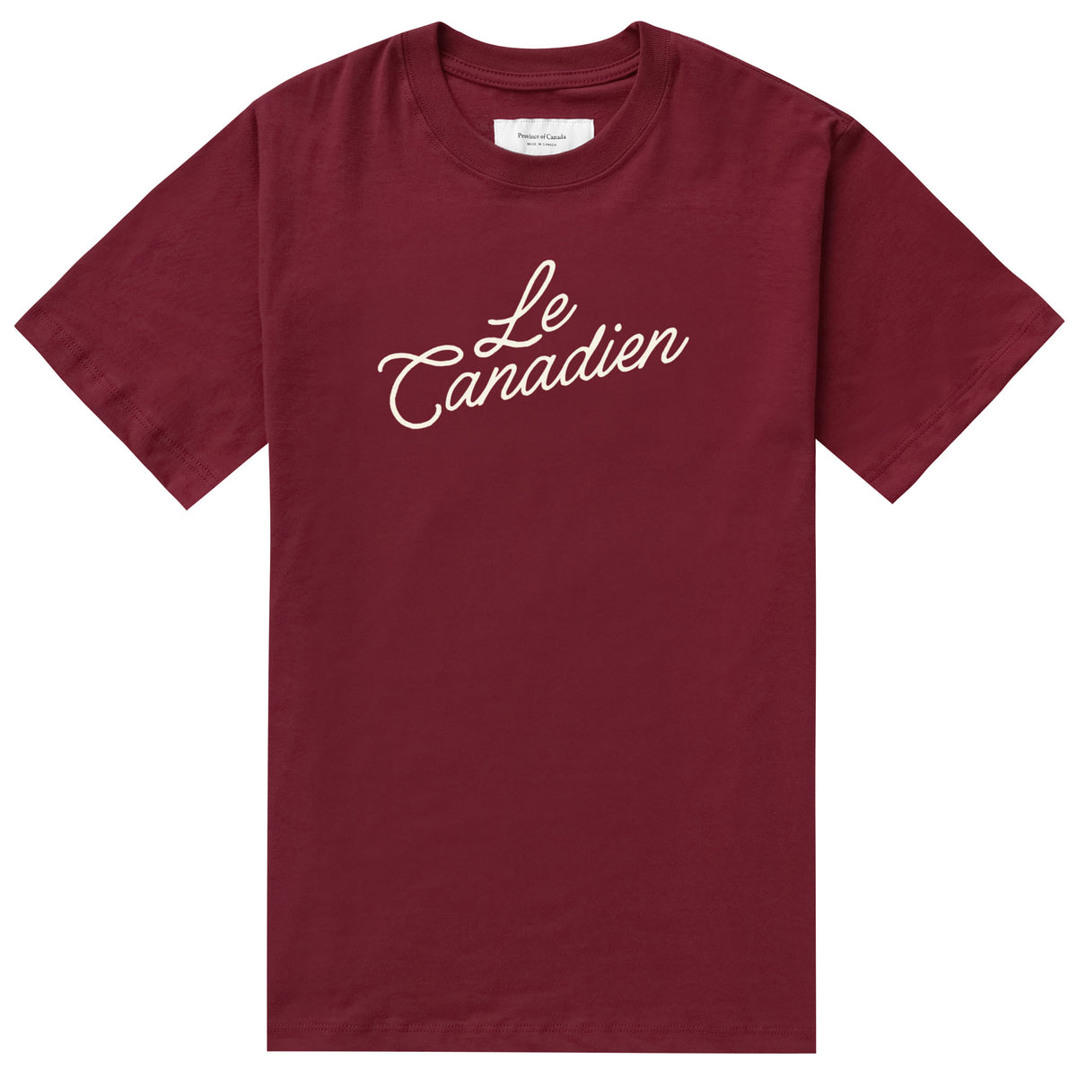 Made in Canada 100% Organic Cotton Le Canadien Mens Long Tee Shirt Burgundy - Province of Canada