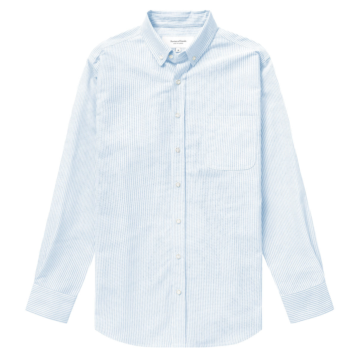 Made in Canada 100% Cotton Oxford  Stripe Button Down Shirt Light Blue - Unisex - Province of Canada
