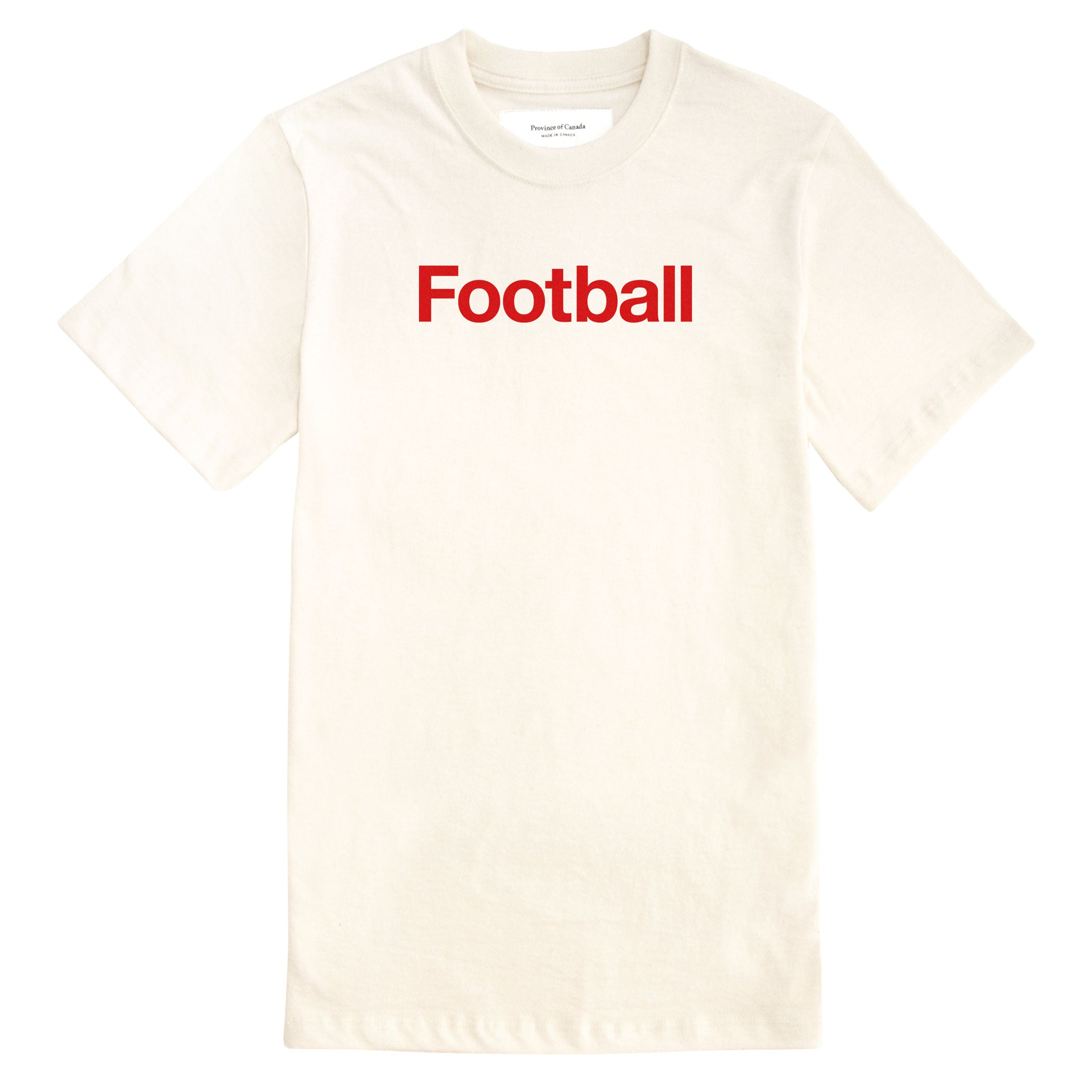 Made in Canada 100% Organic Cotton Football Helvetica Tee Natural - Unisex - Province of Canada