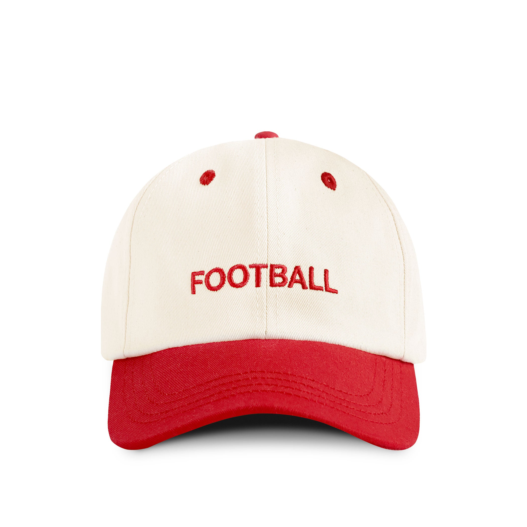Made in Canada 100% Cotton Red Natural Football Helvetica Baseball Hat - Province of Canada