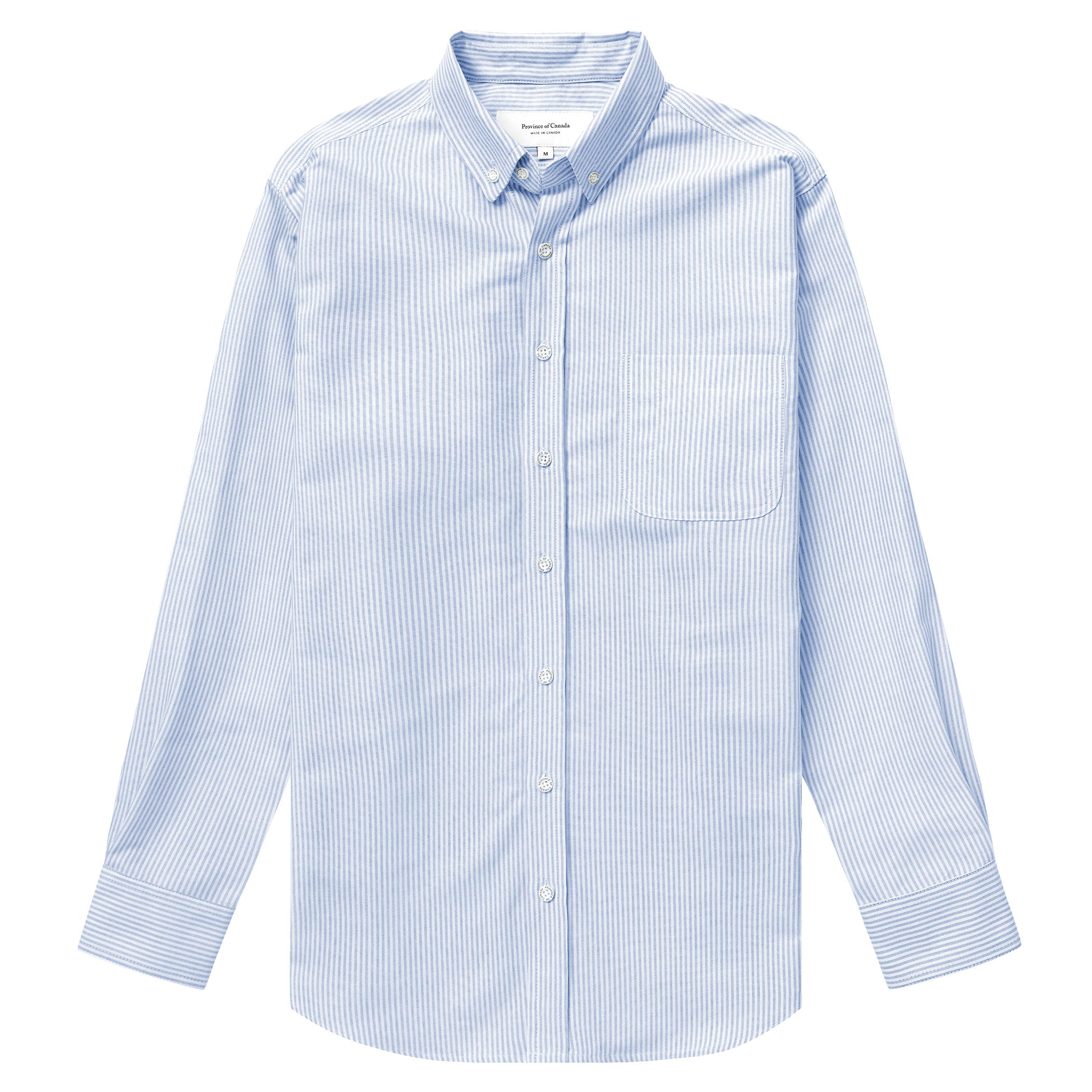 Made in Canada 100% Cotton Oxford  Stripe Button Down Shirt Royal Blue - Unisex - Province of Canada