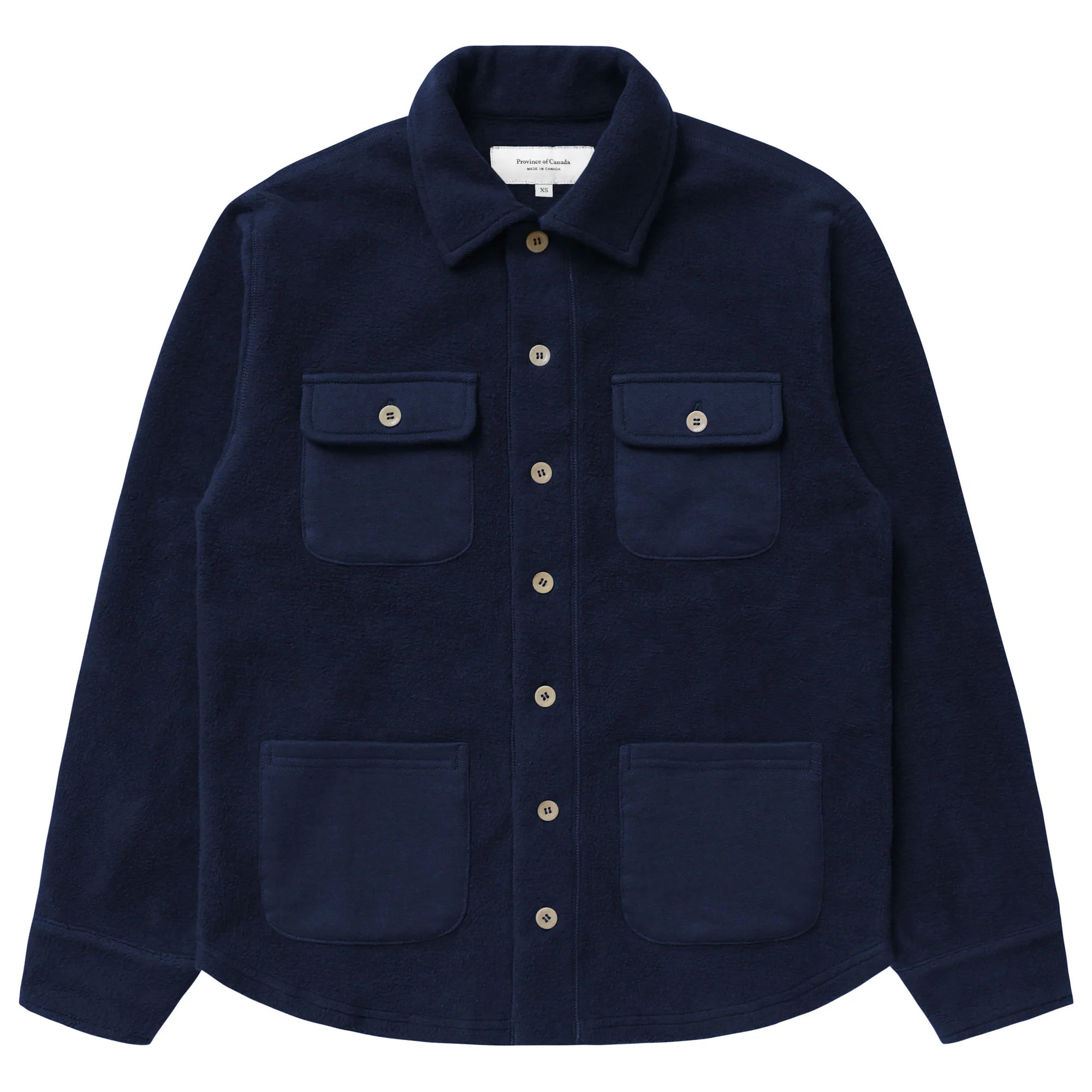 Reverse Fleece Overshirt Navy - Unisex - Made in Canada - Province