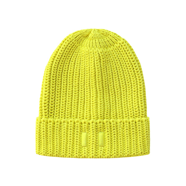 Made in Canada 100% Cotton Knit Toque Beanie Hat Citrus Yellow Neon - Unisex - Province of Canada