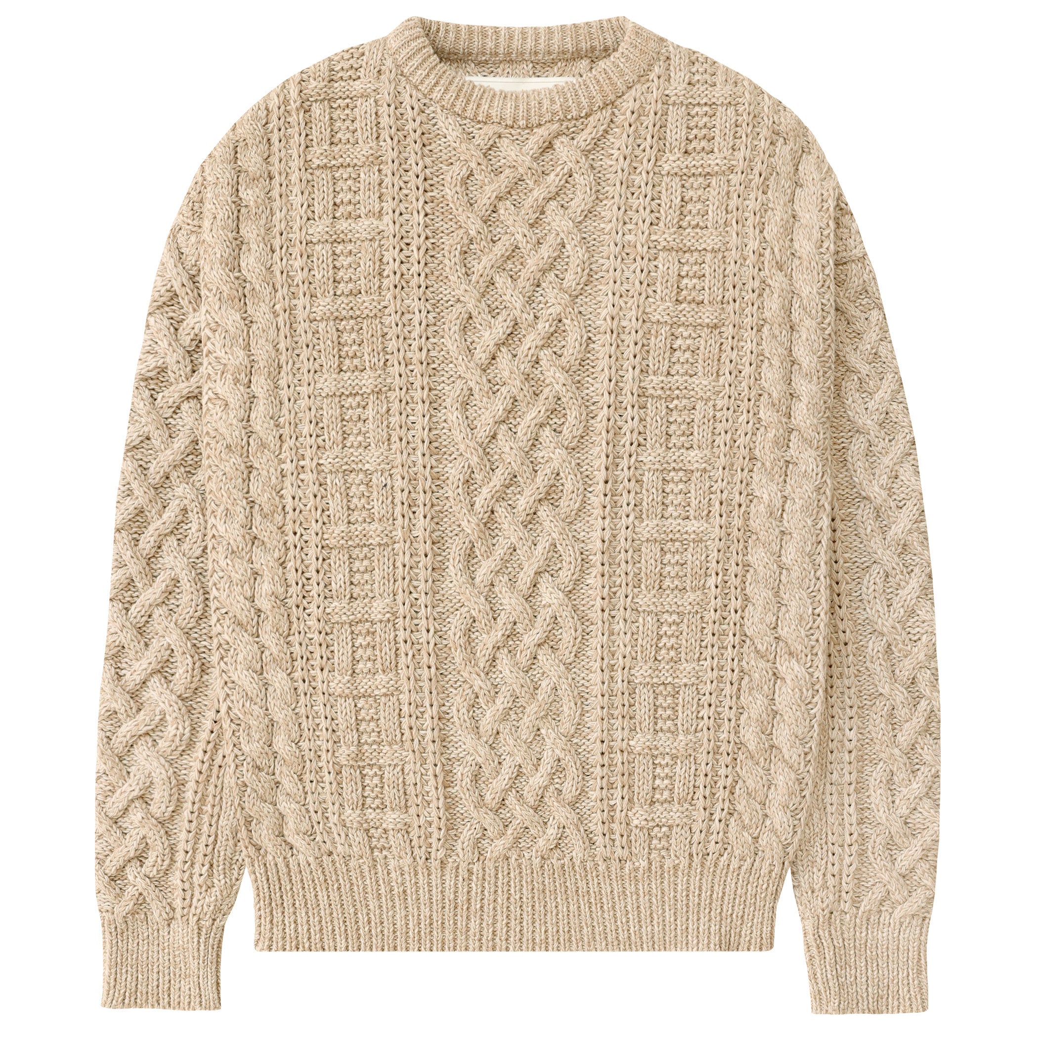 Made in Canada 100% Cotton Ivy Cable Knit Sweater Heather Beige - Unisex - Province of Canada