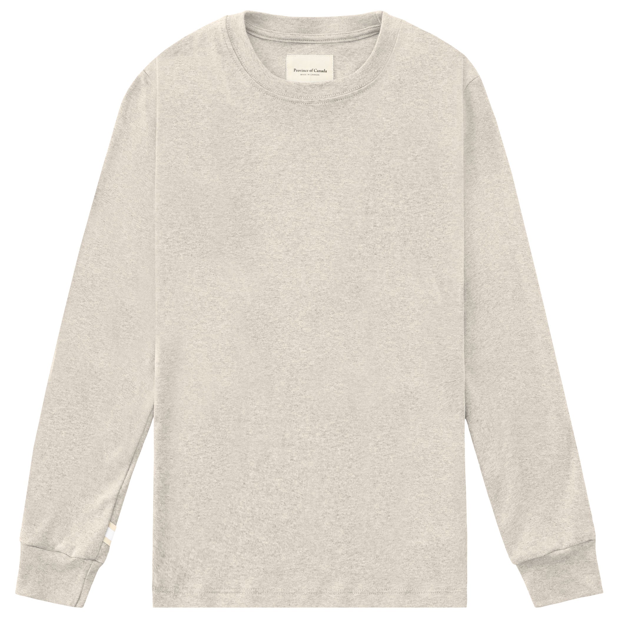 Made in Canada 100% Certified Organic Cotton Fine Ribbed Long Sleeve Tee Oatmeal - Unisex - Province of Canada