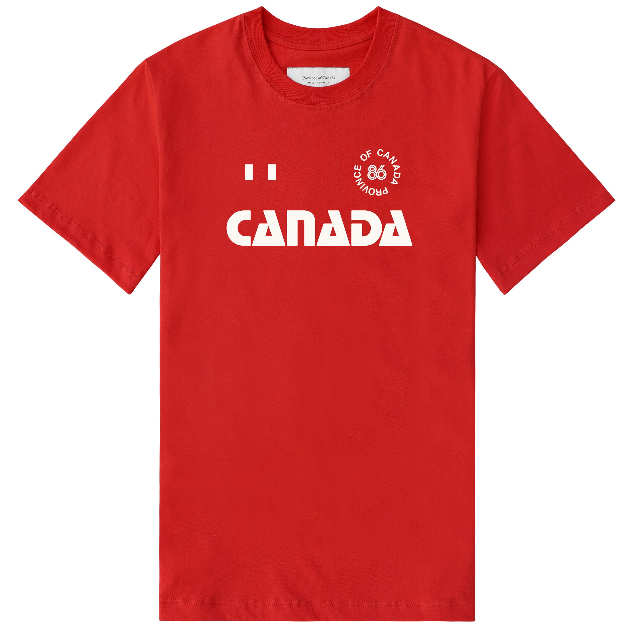 Made in Canada 100% Organic Cotton Canada Soccer Player Kit Tee Red - Unisex - Province of Canada