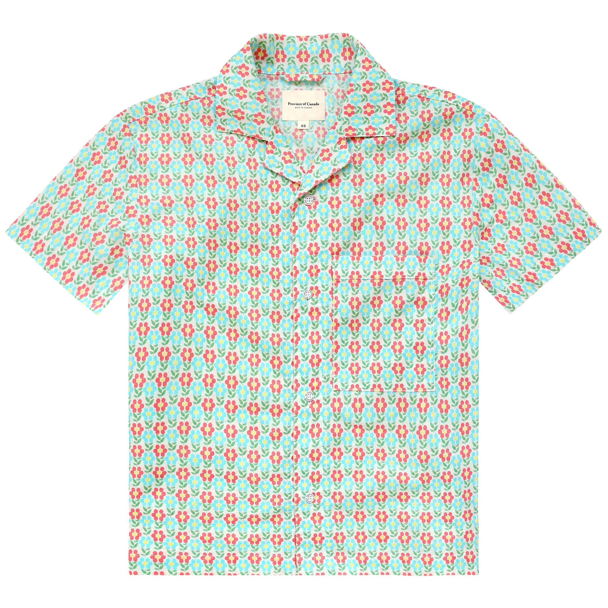 Made in Canada 100% Cotton Pyjama Short Sleeve Shirt Floral - Womens - Province of Canada 