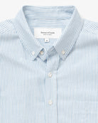 Made in Canada 100% Cotton Oxford  Stripe Button Down Shirt Light Blue - Unisex - Province of Canada