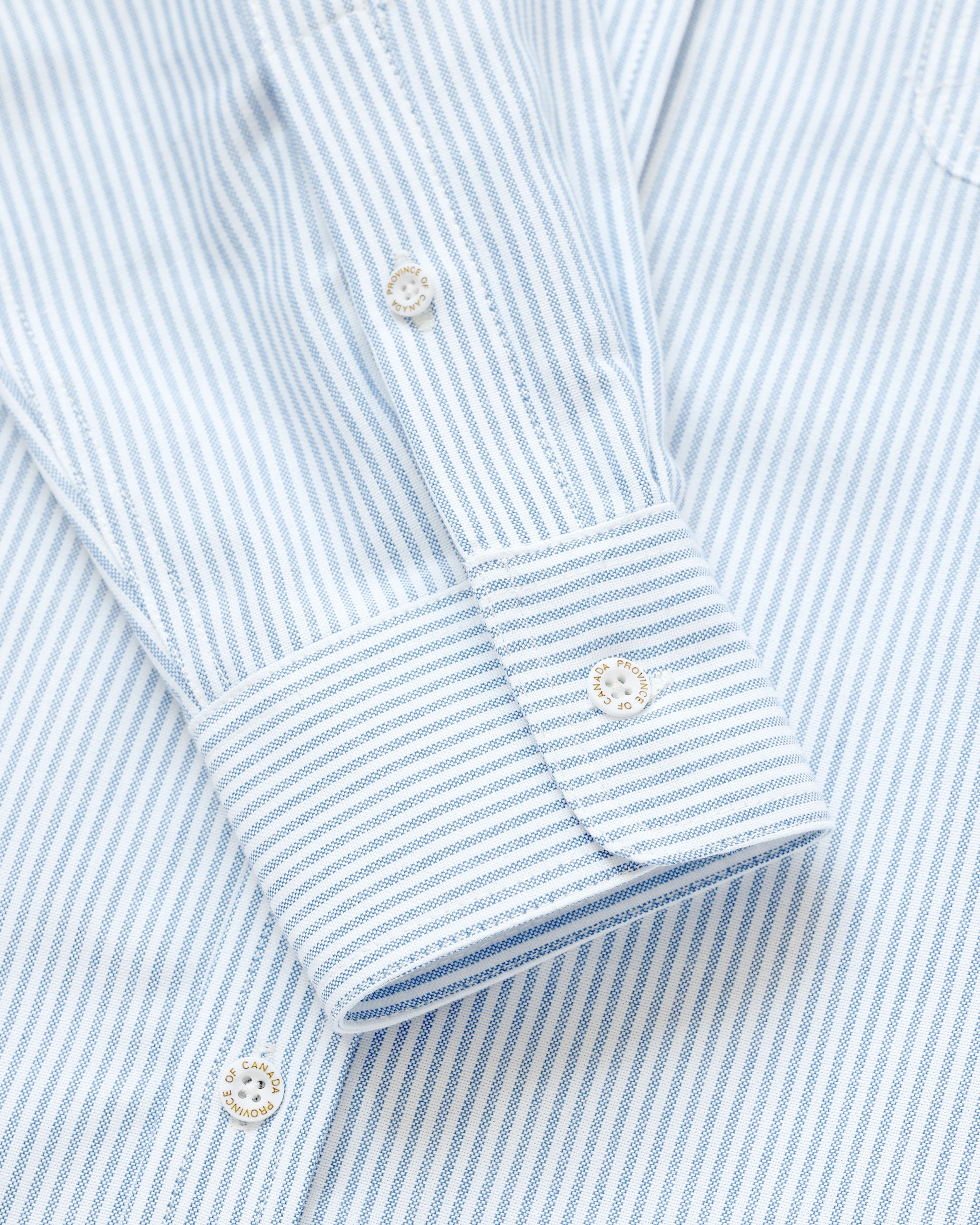 Made in Canada 100% Cotton Oxford  Stripe Button Down Shirt Light Blue - Unisex - Province of Canada