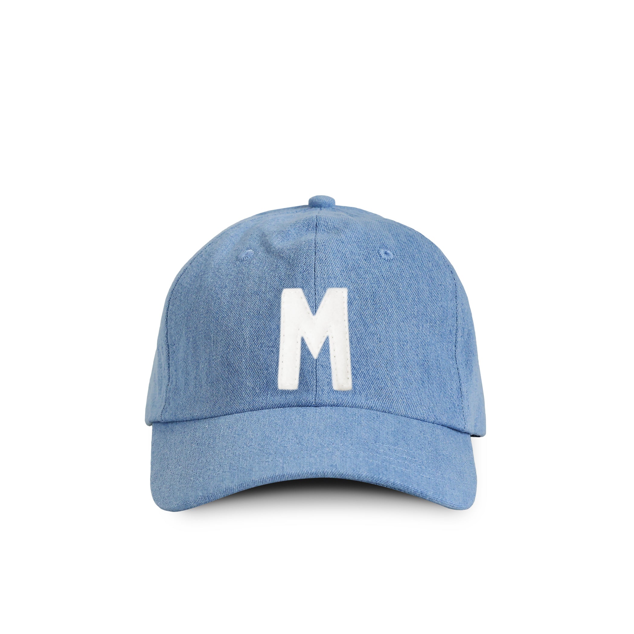 Made in Canada 100% Cotton Kids Letter M Baseball Hat Light Blue Denim - Province of Canada