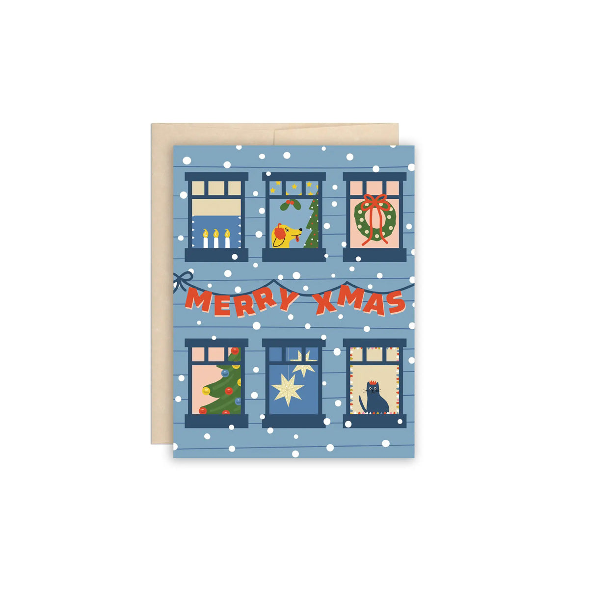 Merry Christmas Holiday Apartment Windows Greeting Card - Made in Canada - Province of Canada