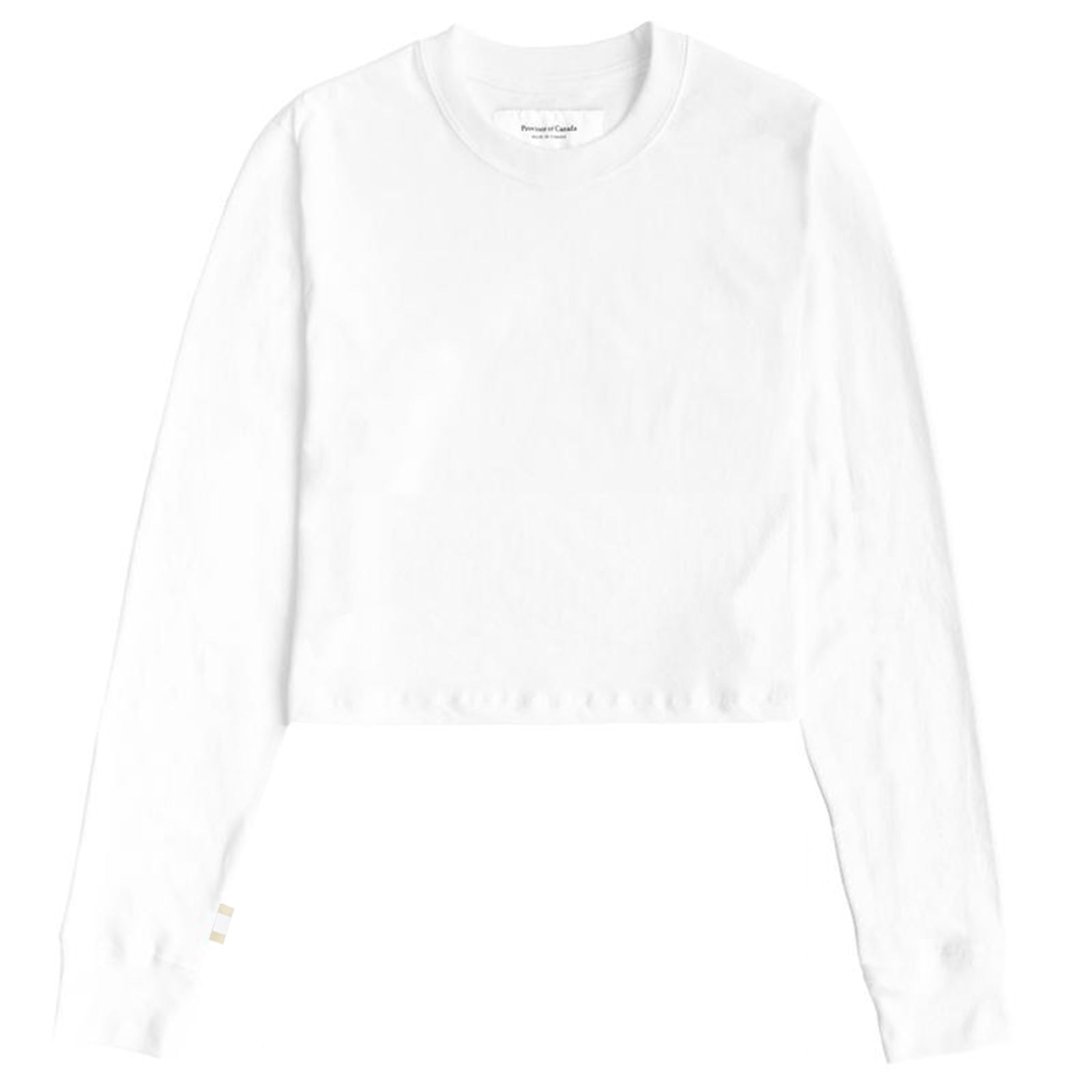 Monday Long Sleeve Crop Top White Made in Canada Province of