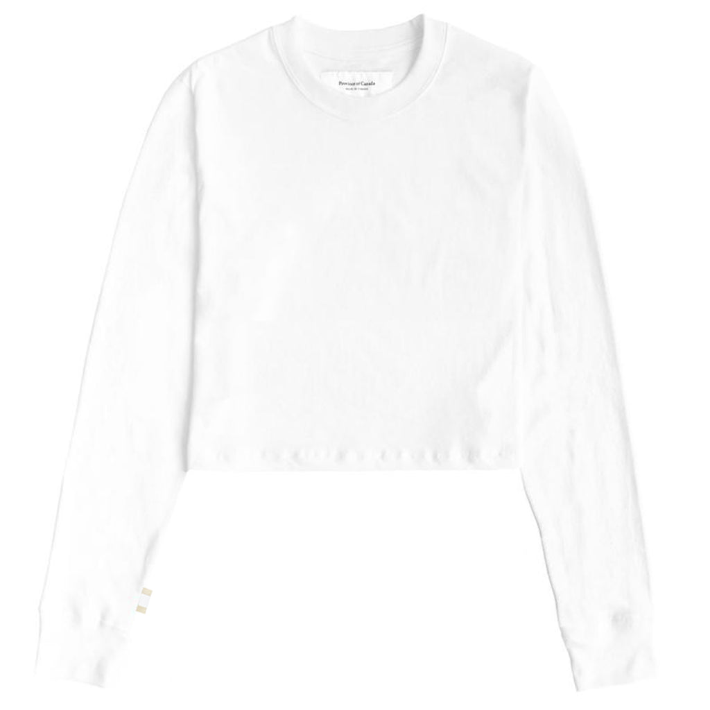 White Cropped Long Sleeve T-Shirt