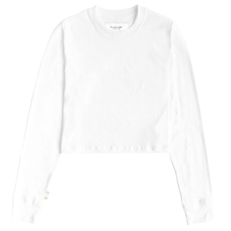 Monday Long Sleeve Crop Top White - Made in Canada - Province of Canada