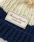 Made in Canada 100% Wool Hand Knit Toque Cream and Navy - Province of Canada