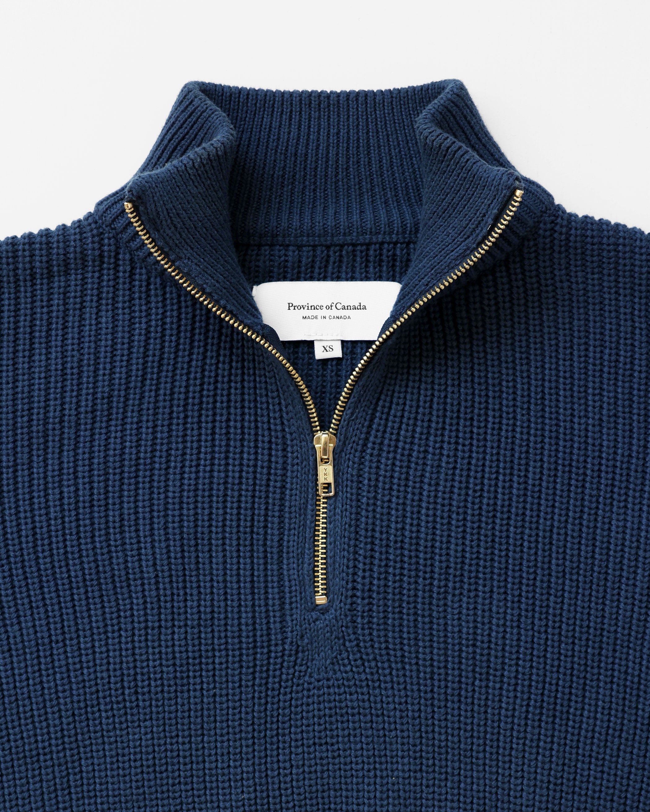 Made in Canada 100% Cotton Knit Half Zip Sweater Marine - Unisex - Province of Canada