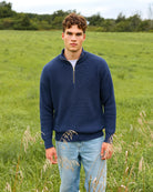 Made in Canada 100% Cotton Knit Half Zip Sweater Marine - Unisex - Province of Canada
