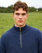 Made in Canada 100% Cotton Knit Half Zip Sweater Marine - Unisex - Province of Canada