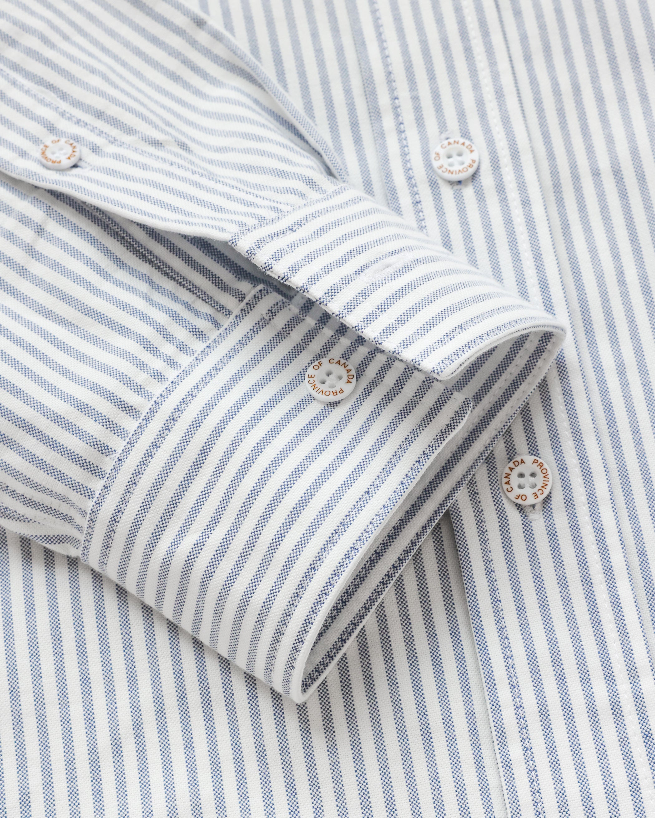 Made in Canada 100% Cotton Oxford Stripe Shirt Navy - Unisex - Province of Canada