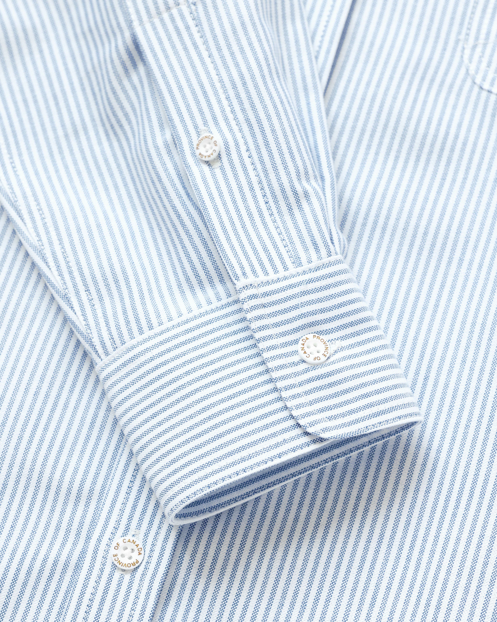 Made in Canada 100% Cotton Oxford  Stripe Button Down Shirt Royal Blue - Unisex - Province of Canada