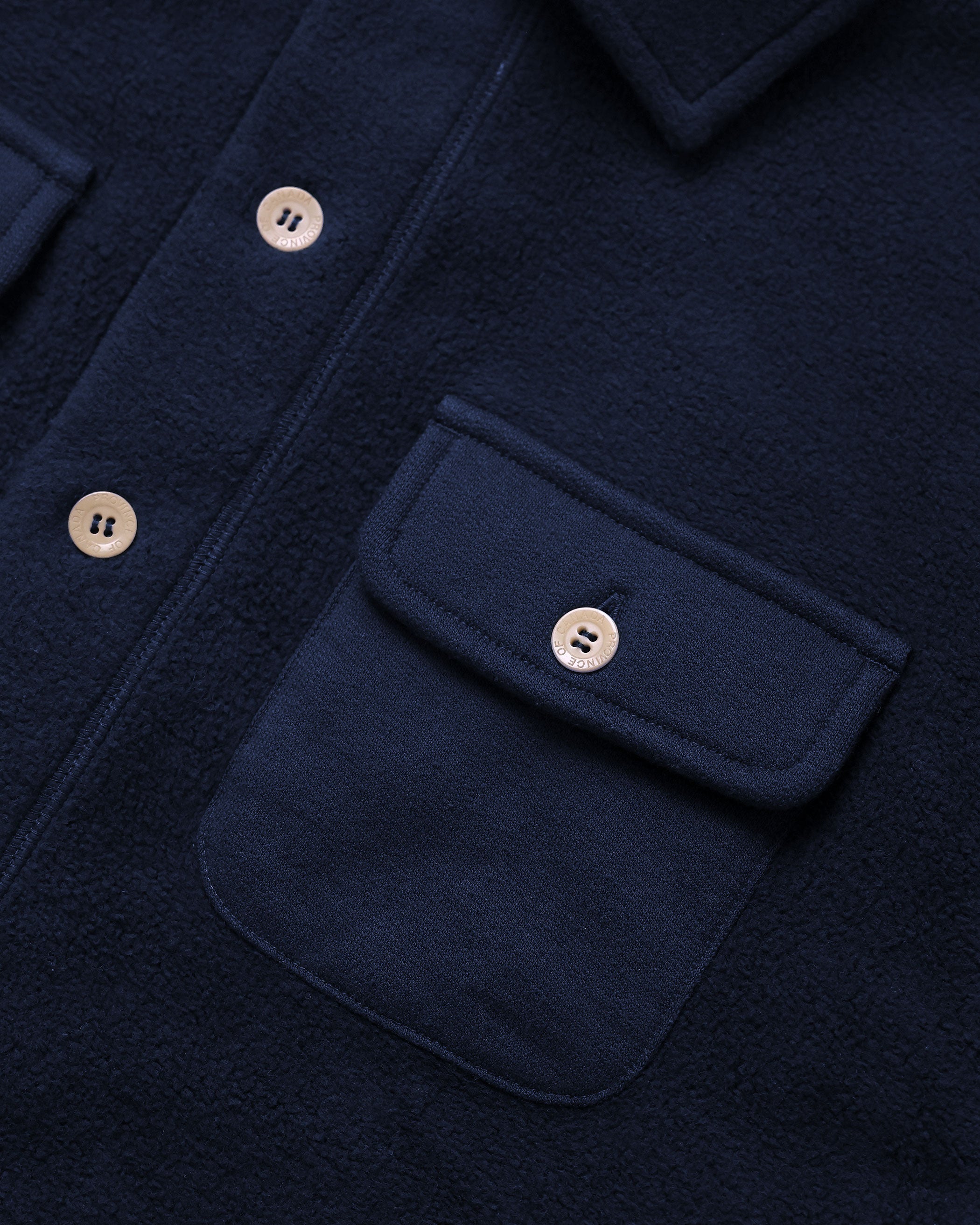 Made in Canada 100% Cotton Reverse Fleece Overshirt Light-Jacket Navy - Unisex - Province of Canada