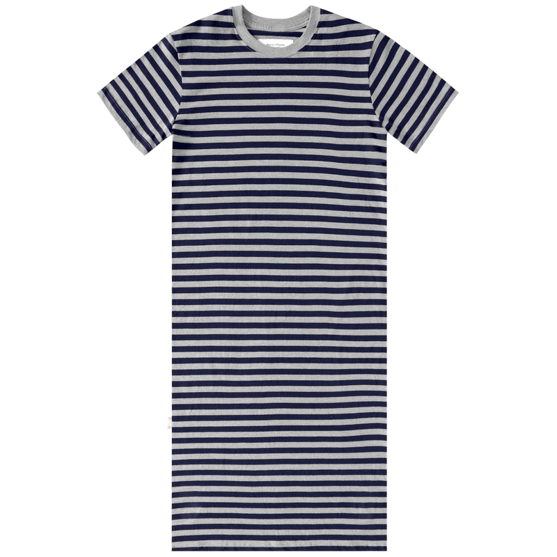 Made in Canada 100% Organic Cotton Midi T-Shirt Dress Navy Stripe – Province of Canada
