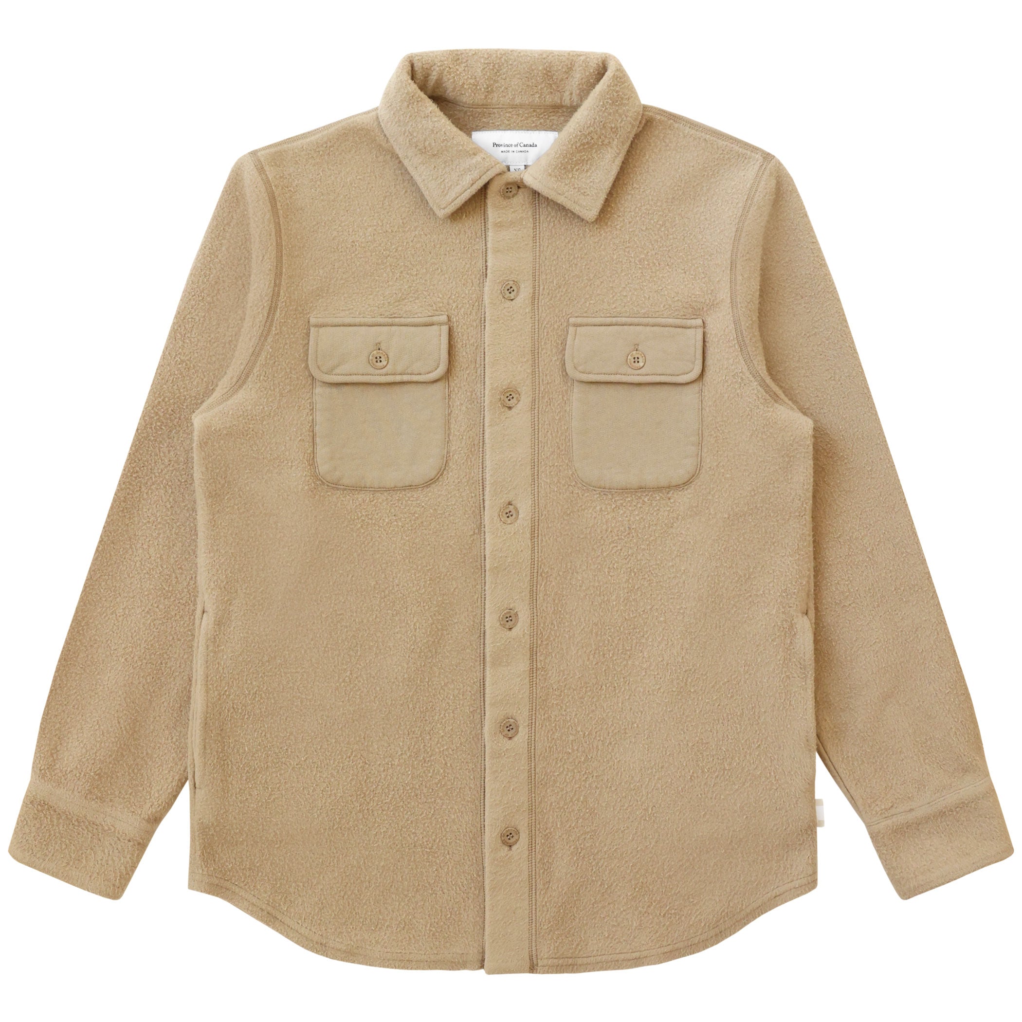 Made in Canada 100% Cotton Reverse Fleece Overshirt Khaki - Unisex - Province of Canada