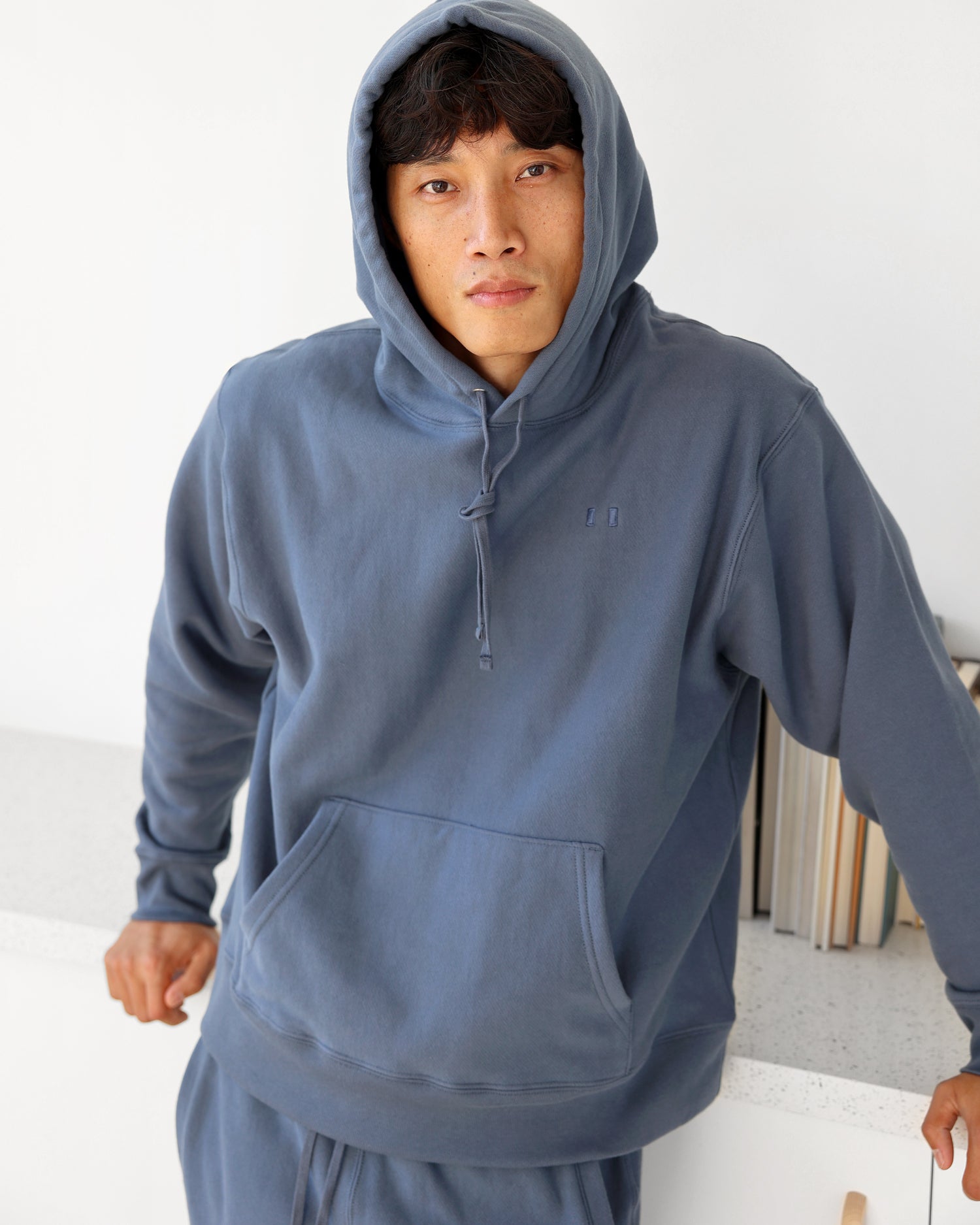 Made in Canada Reverse 100% Cotton Cross Grain Hoodie Blue Slate - Unisex - Provice of Canada