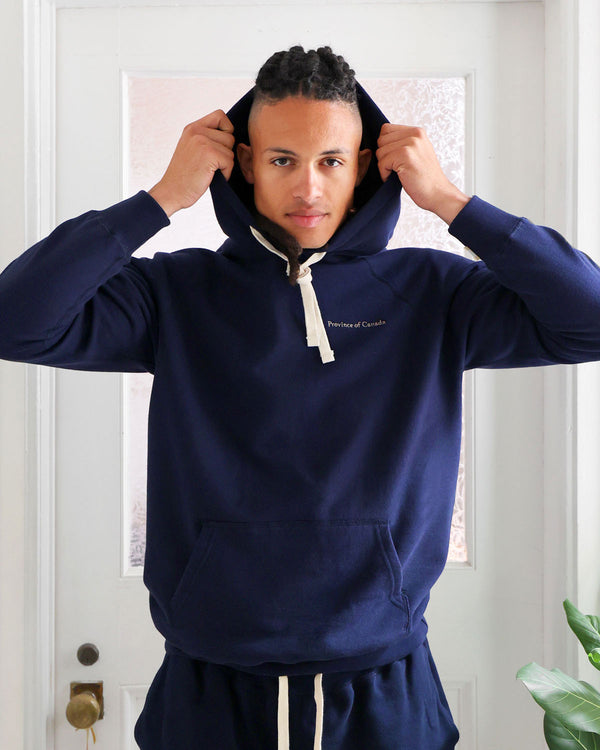 Made in Canada 100% Cotton French Terry Hoodie Navy - Unisex - Province of Canada