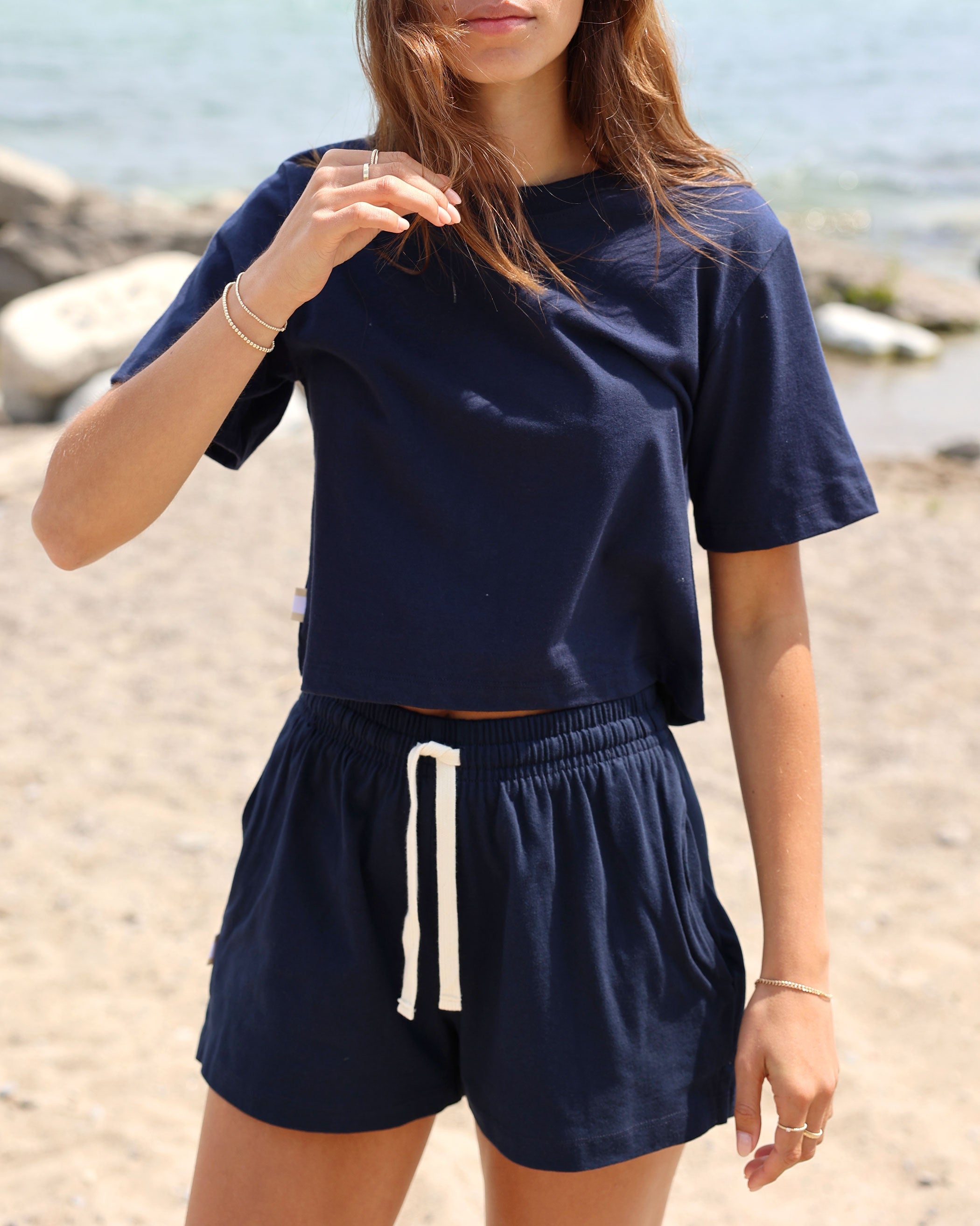 Made in Canada 100% Organic Cotton Weekend Short Navy Blue - Womens - Province of Canada 