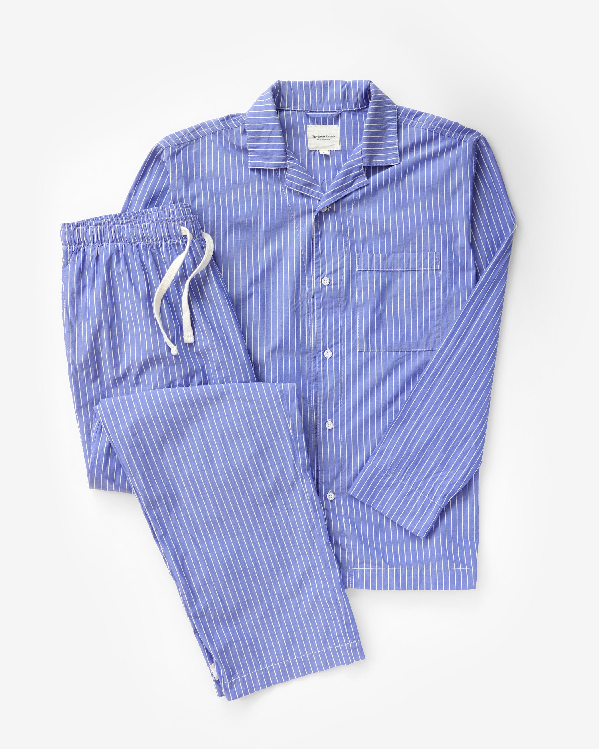 Cotton Poplin Blue Stripe Pyjama Shirt - Unisex - Province of