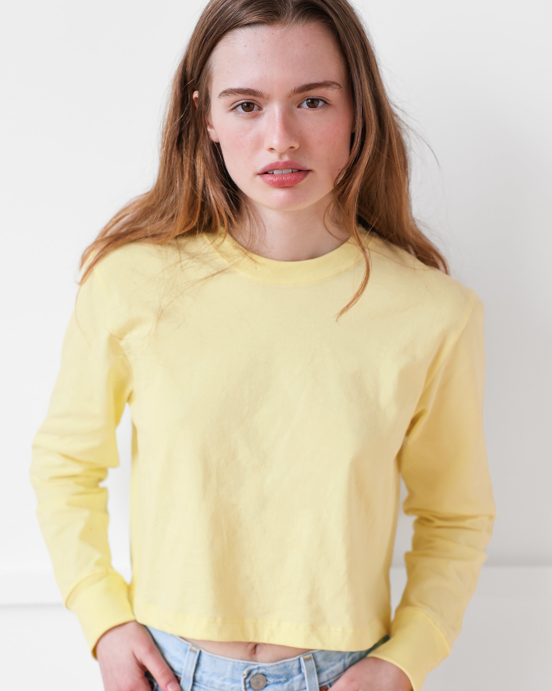 Made in Canada 100% Organic Cotton Monday Long Sleeve Crop Top Butter - Unisex - Province of Canada 