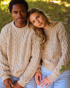 Made in Canada 100% Cotton Ivy Cable Knit Sweater Heather Beige - Unisex - Province of Canada