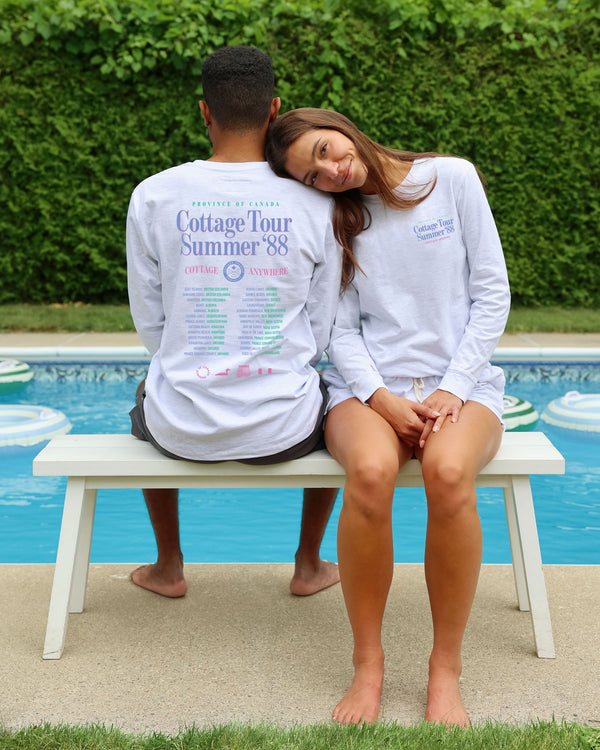 Made in Canada 100% Organic Cotton Cottage Tour Long Sleeve Tee Cloud - Unisex - Province of Canada
