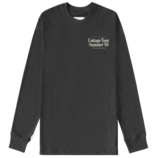 Made in Canada 100% Organic Cotton Cottage Tour Long Sleeve Tee Ink Washed Black - Unisex - Province of Canada