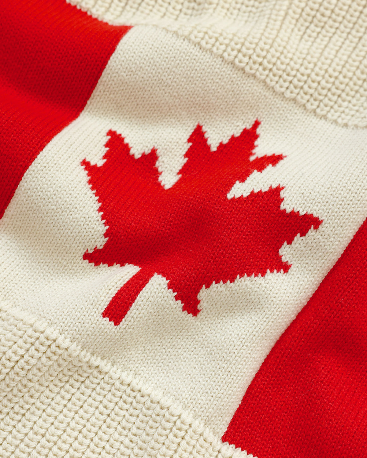 Made Knit in Canada 100% Cotton Canada Flag Cotton Knit Sweater Cream - Unisex - Province of Canada