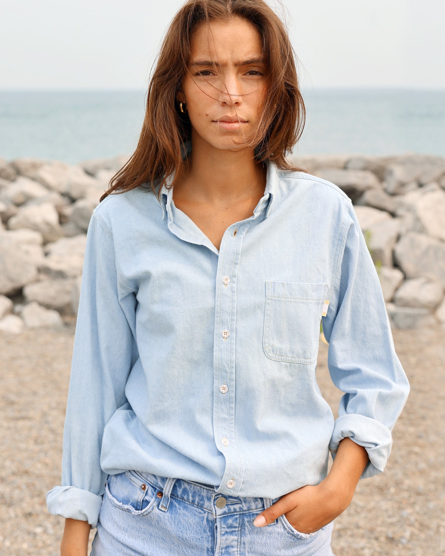 Made in Canada 100% Cotton Light Wash Denim Shirt Unisex - Province of Canada