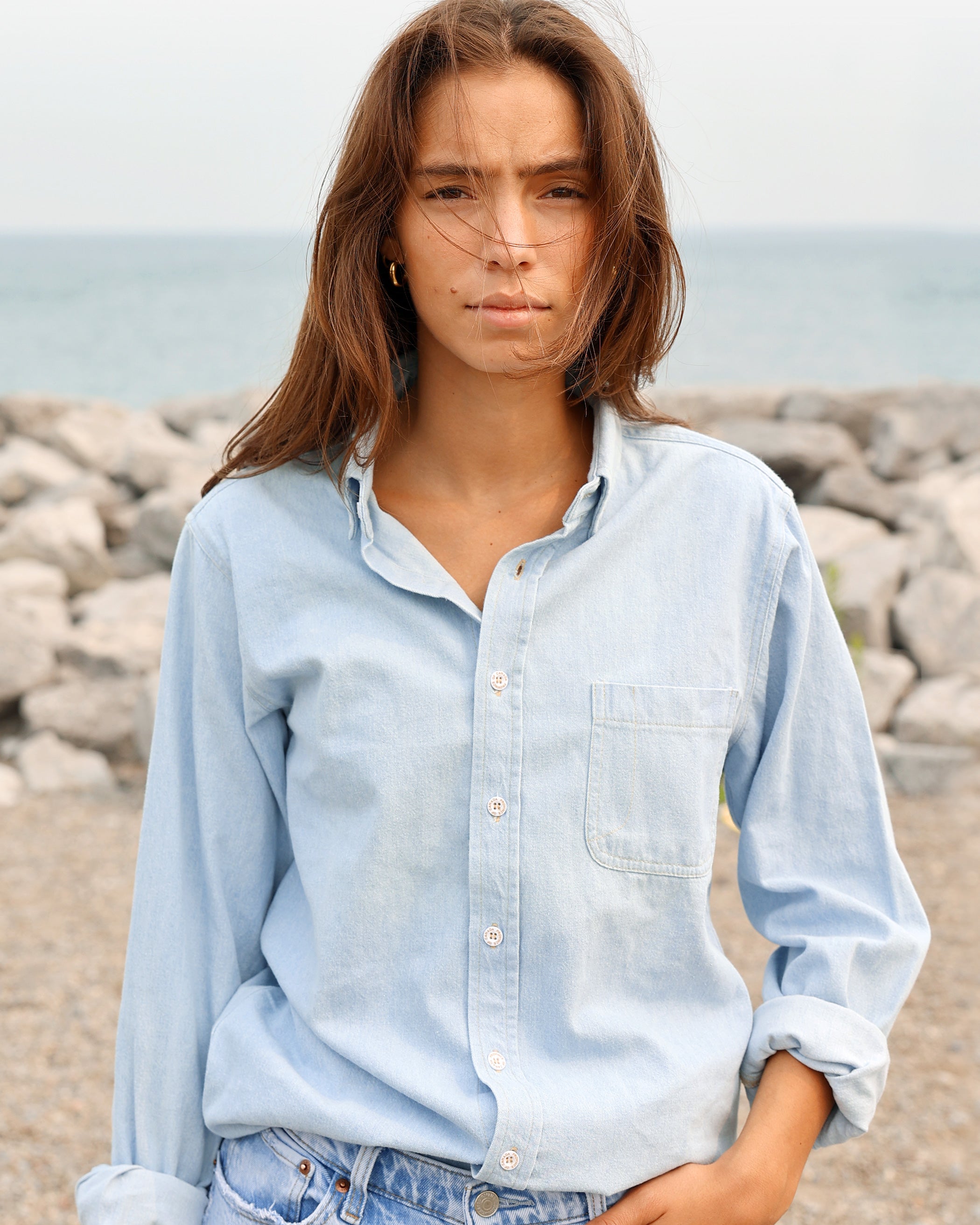 Made in Canada 100% Cotton Light Wash Denim Shirt Unisex - Province of Canada