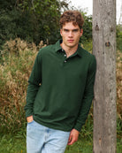 Made in Canada 100% Organic Cotton Sunday Polo Long Sleeve Shirt Forest - Unisex - Province of Canada