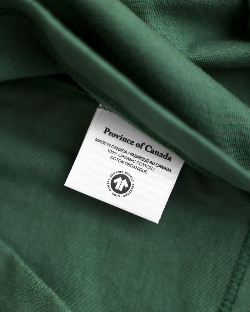 Made in Canada 100% Organic Cotton Monday Long Sleeve Tee T-Shirt Forest Green - Province of Canada