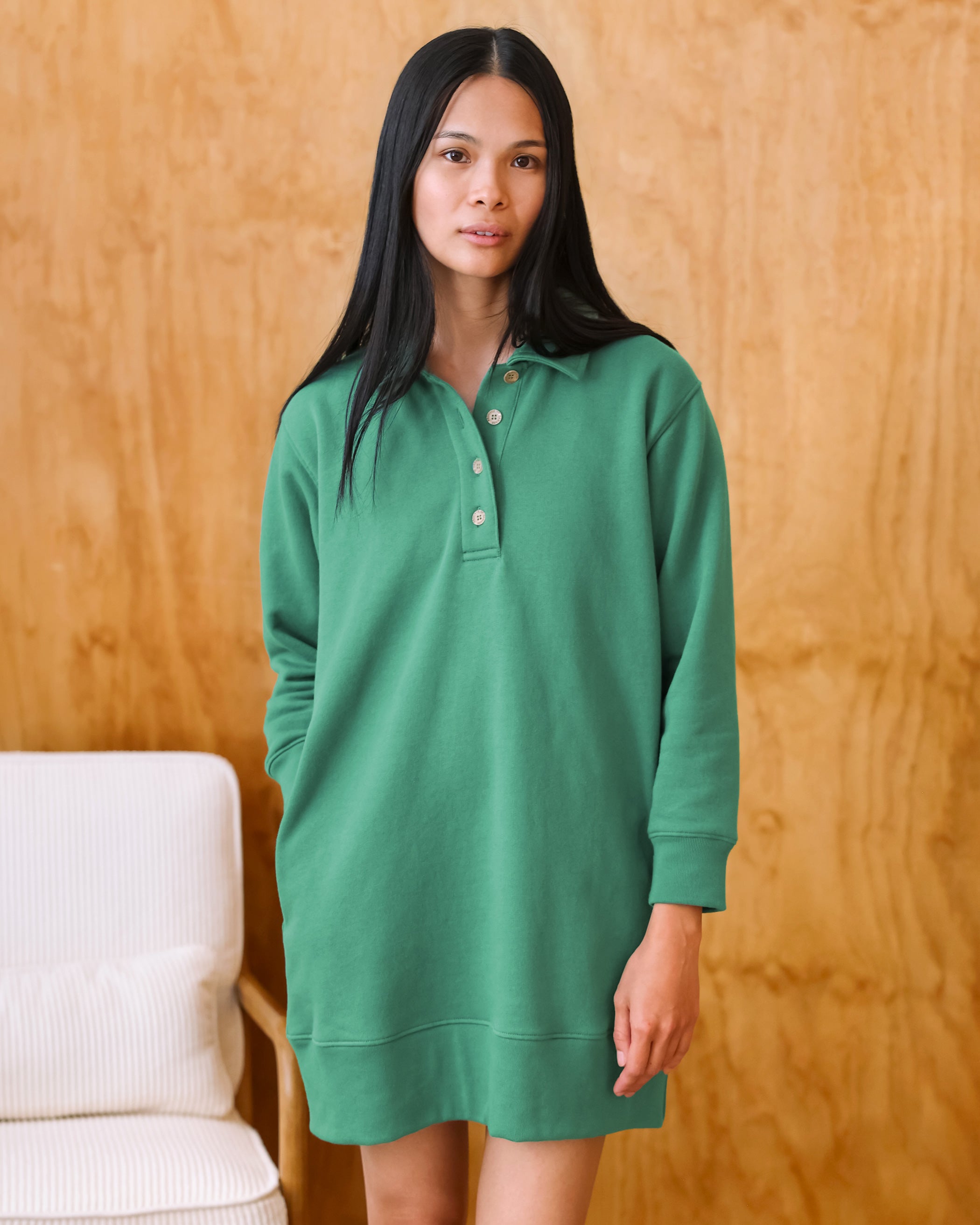 Made in Canada Fleece Sweater Dress Green - Province of Canada 