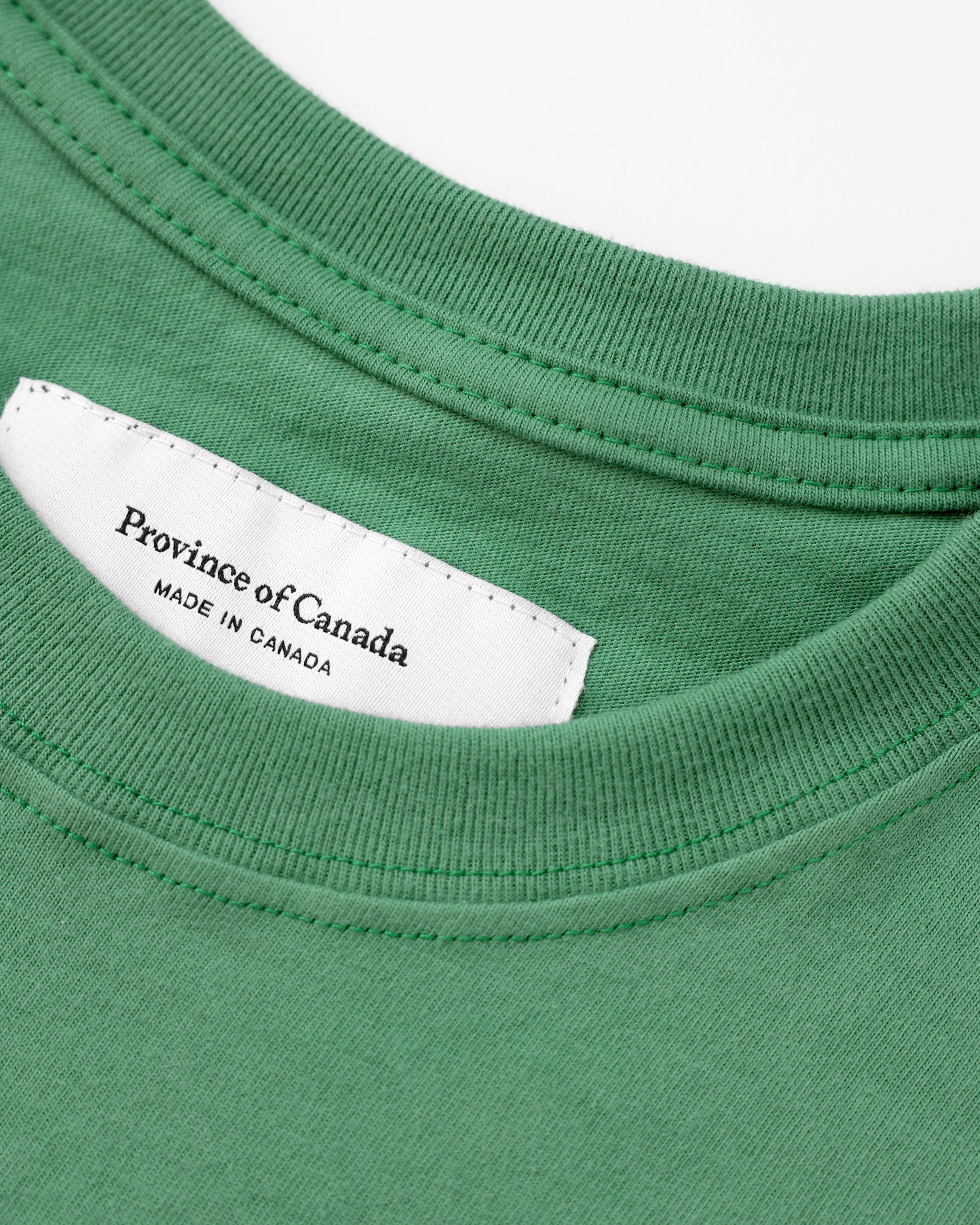 Made in Canada 100% Organic Cotton Soccer Football Script Flag Tee Green - Unisex - Province of Canada  