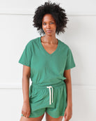 Made in Canada Friday V-Neck Tee Green 100% Organic Cotton - Province of Canada